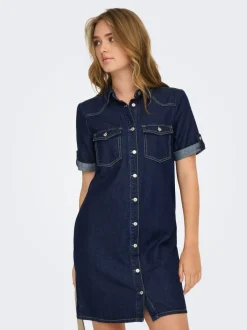 Clearance ONLLISA Kort kjole Dame Kjoler|Double Denim
