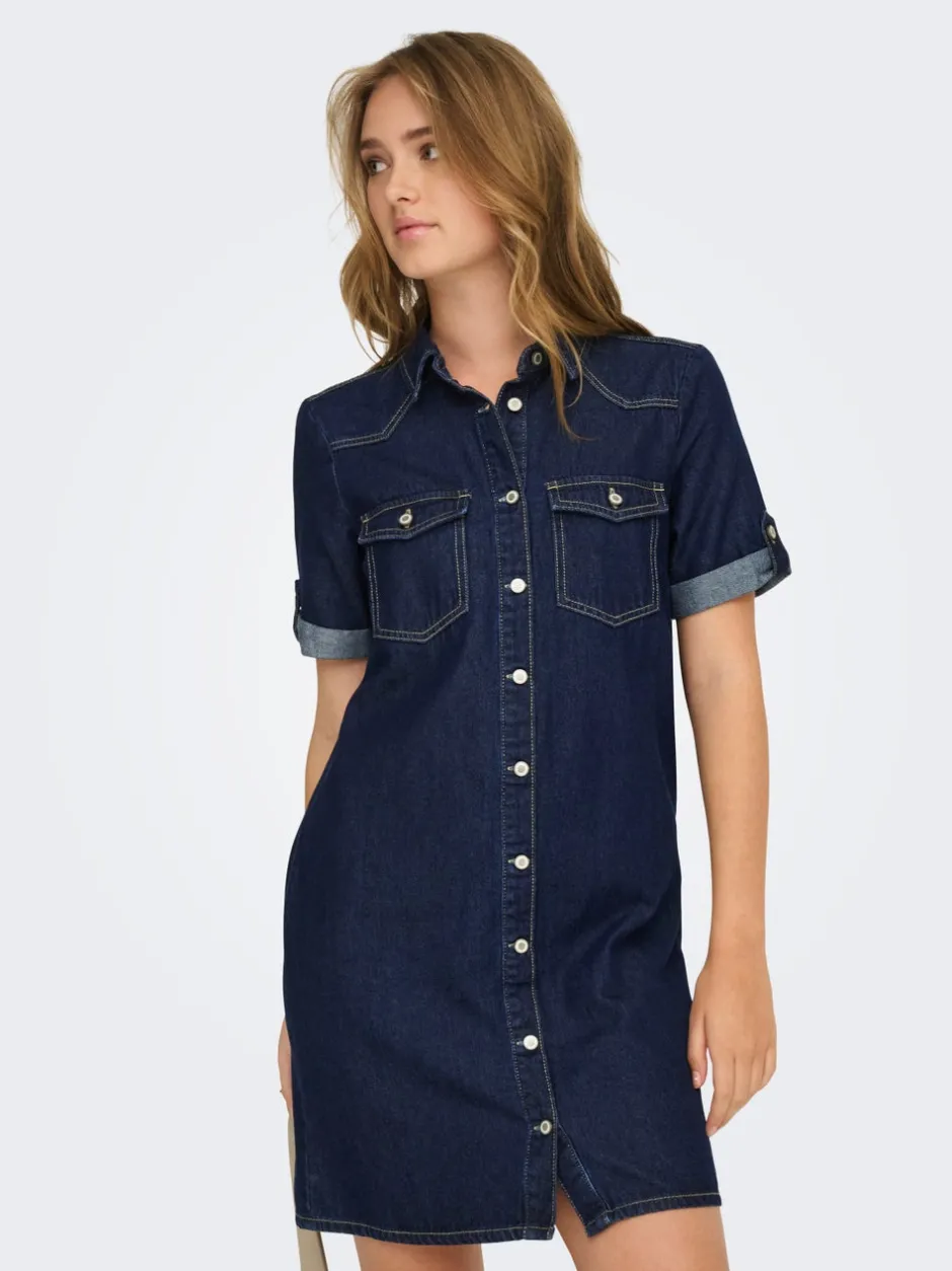Clearance ONLLISA Kort kjole Dame Kjoler|Double Denim
