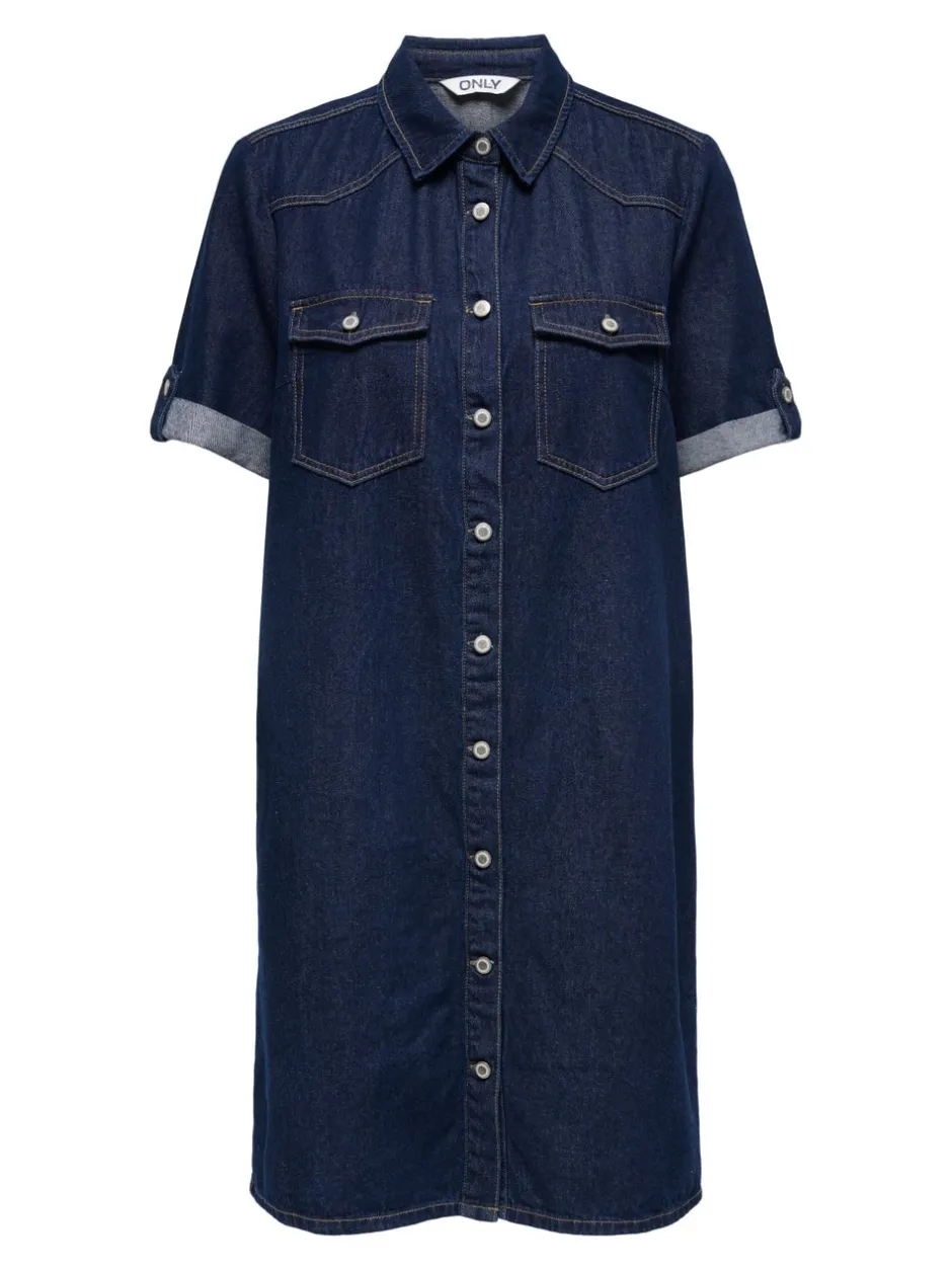 Clearance ONLLISA Kort kjole Dame Kjoler|Double Denim