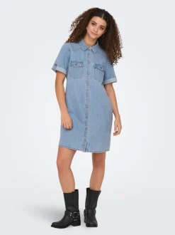 Hot ONLLISA Kort kjole Dame Kjoler|Double Denim