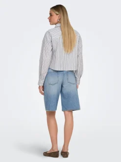 Clearance ONLLORAN Mellemhøj talje Bermuda Denim-shorts Dame Shorts|Double Denim