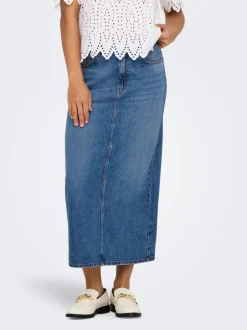New ONLLUMI Denim Denim-nederdel Midinederdel Dame Nederdele|Denimnederdele