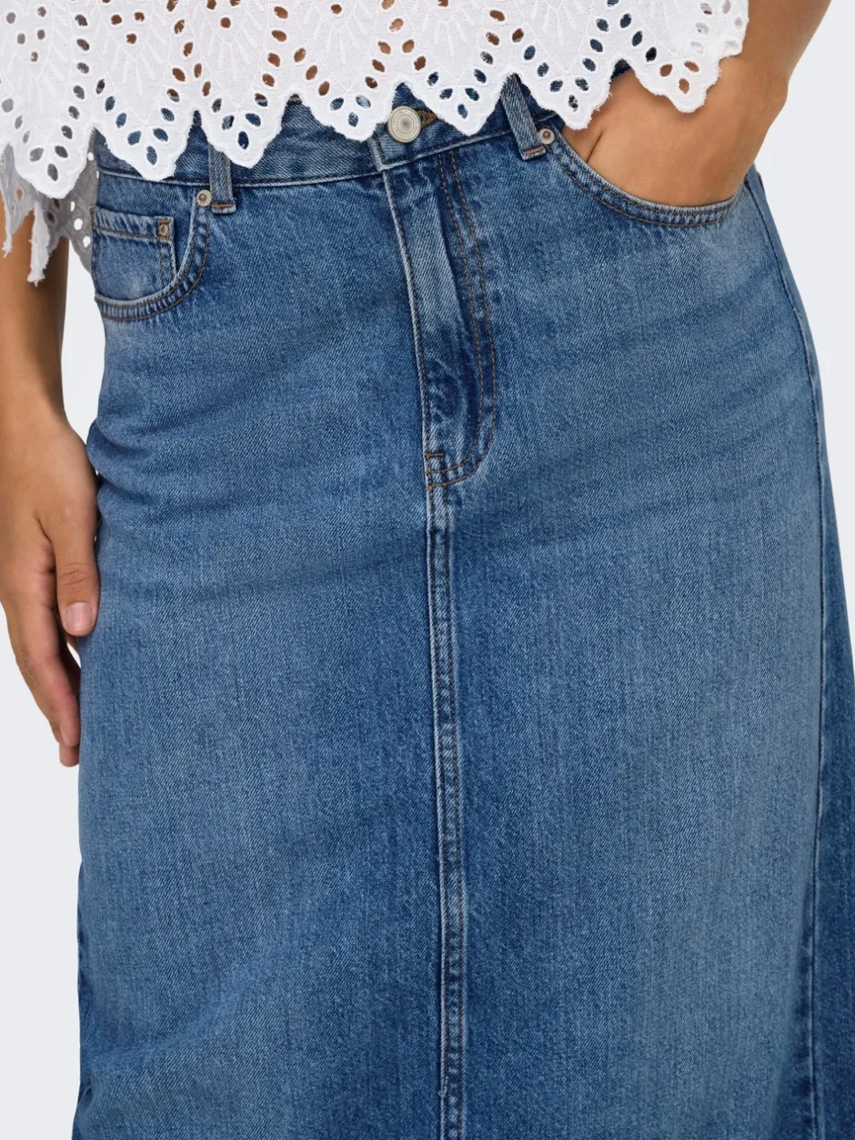 New ONLLUMI Denim Denim-nederdel Midinederdel Dame Nederdele|Denimnederdele