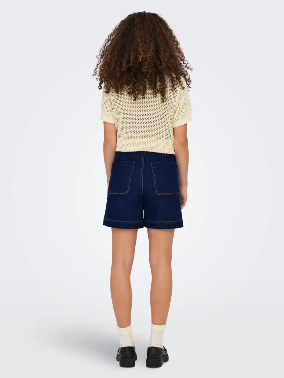 Best ONLMADELINE Høj talje Regular fit Denim-shorts Dame Shorts|Double Denim