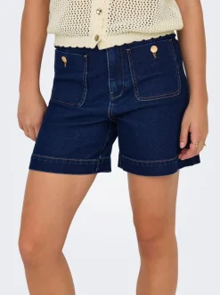 Best ONLMADELINE Høj talje Regular fit Denim-shorts Dame Shorts|Double Denim