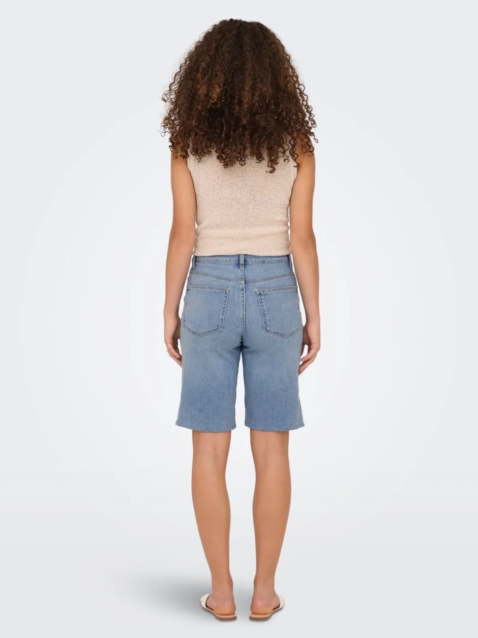 Outlet ONLMADISON Høj talje Regular fit Denim-shorts Dame Shorts|Double Denim