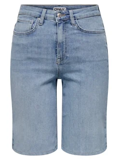 Outlet ONLMADISON Høj talje Regular fit Denim-shorts Dame Shorts|Double Denim