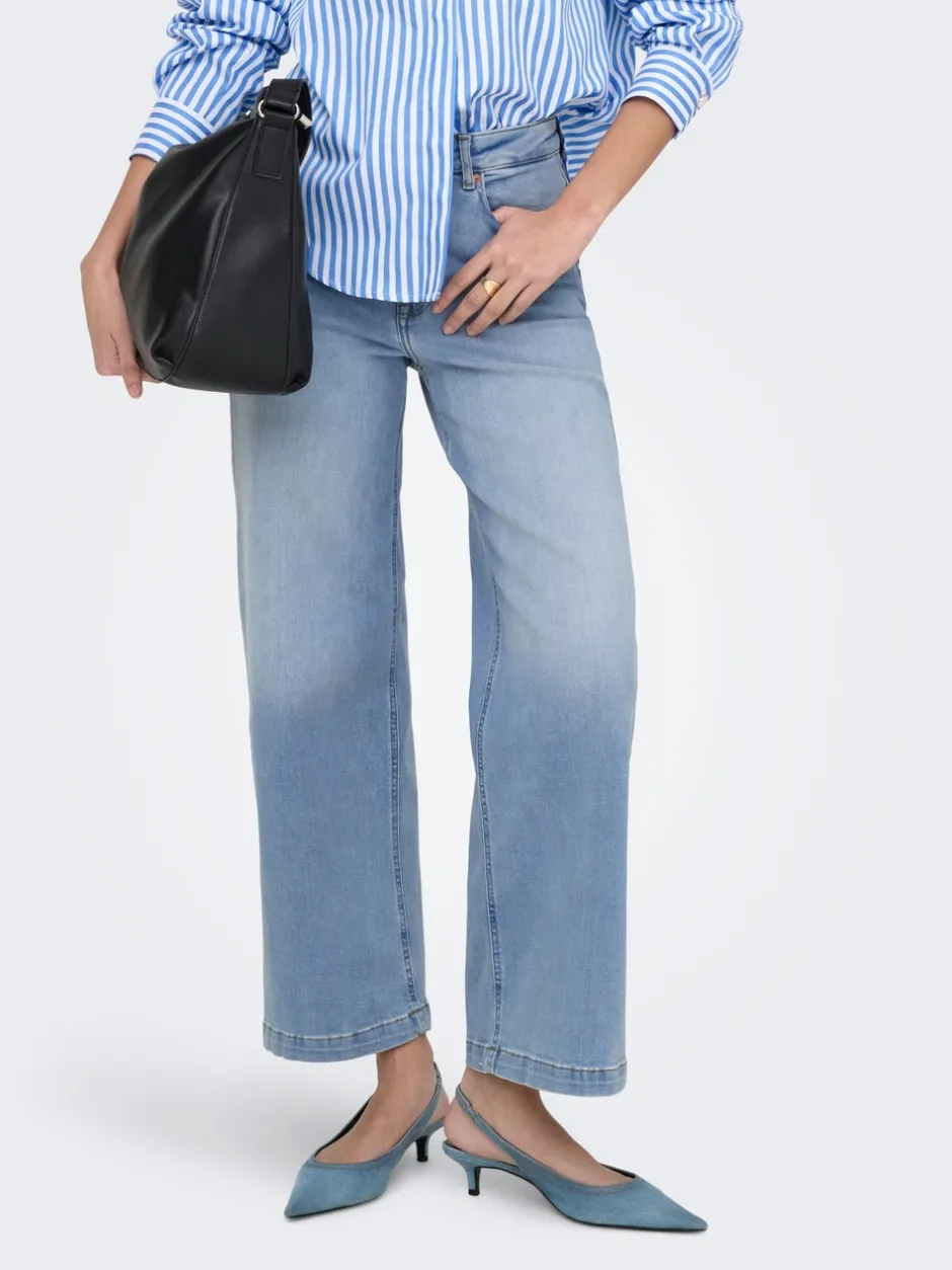 Discount ONLMADISON Høj talje Wide leg fit Cropped Jeans Dame Jeans|Jeans