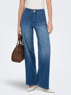 Discount ONLMADISON Høj talje Wide leg fit Jeans Dame Jeans|Jeans