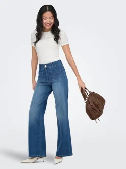 Discount ONLMADISON Høj talje Wide leg fit Jeans Dame Jeans|Jeans
