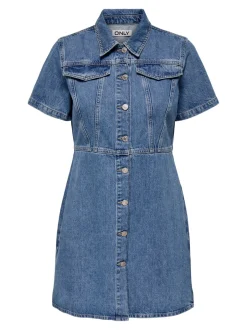 Hot ONLMALIA Kort kjole Dame Kjoler|Double Denim