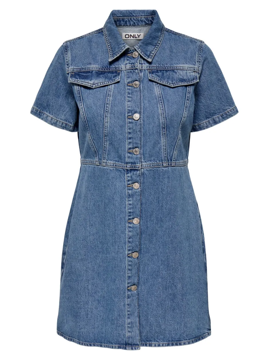 Hot ONLMALIA Kort kjole Dame Kjoler|Double Denim