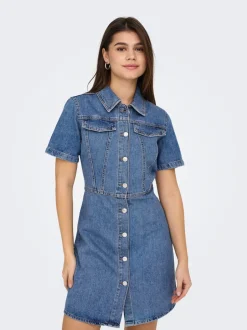 Hot ONLMALIA Kort kjole Dame Kjoler|Double Denim
