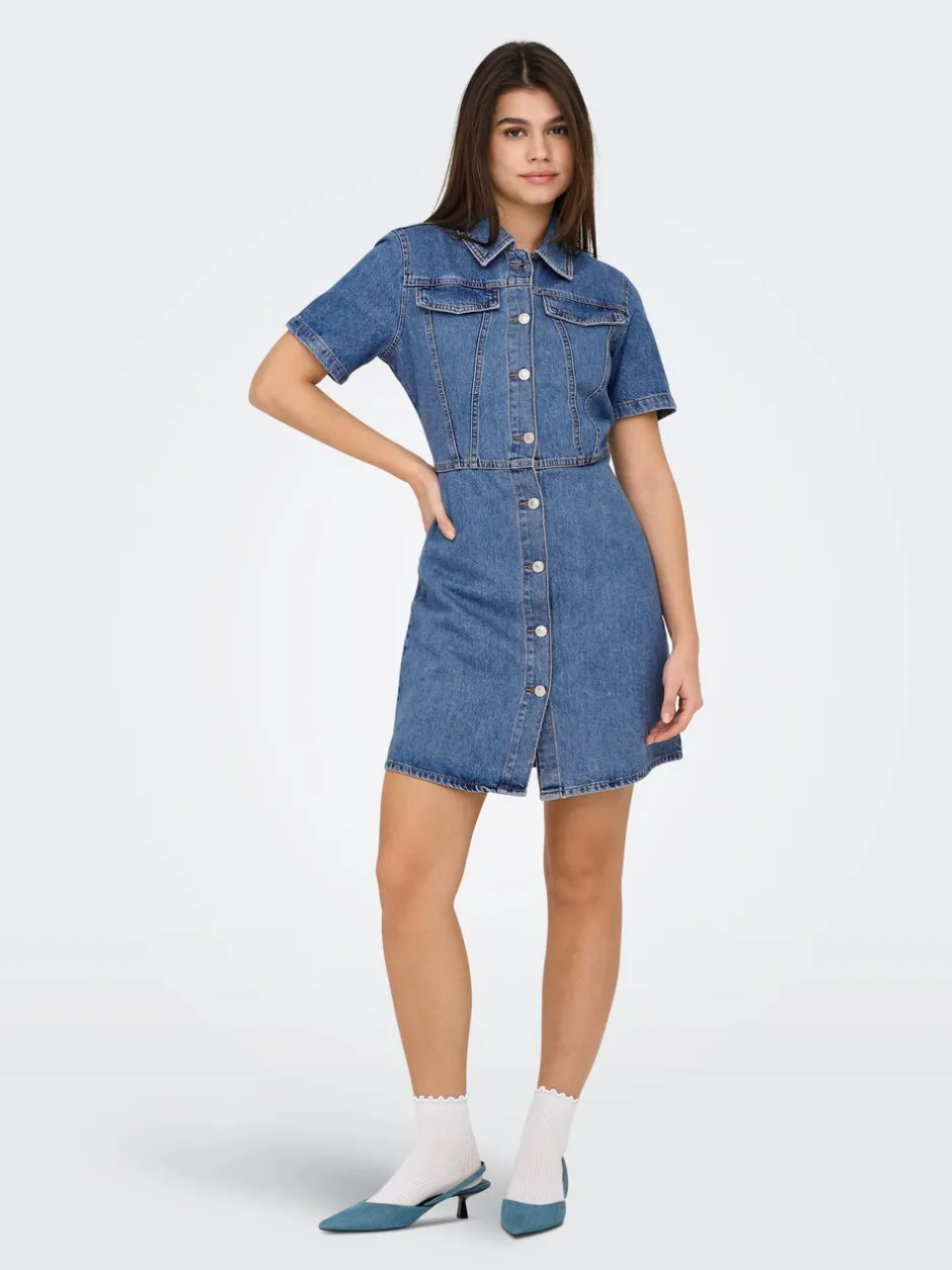 Hot ONLMALIA Kort kjole Dame Kjoler|Double Denim