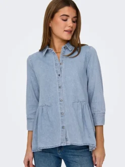 Hot ONLMARY Denim-skjorte Dame Double Denim|Skjorter