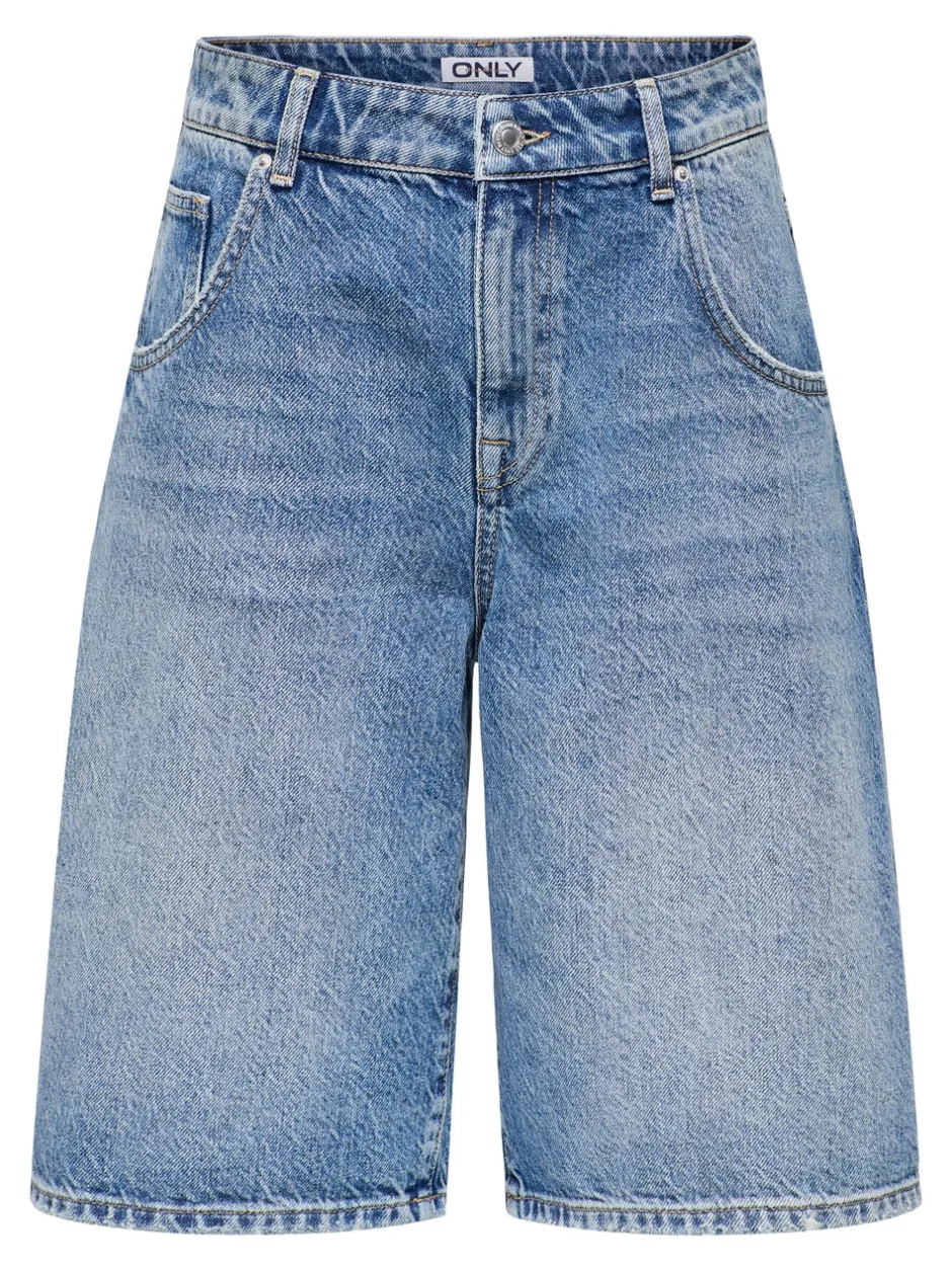 Hot ONLMATE Mellemhøj talje Baggy fit Denim-shorts Dame Shorts|Double Denim