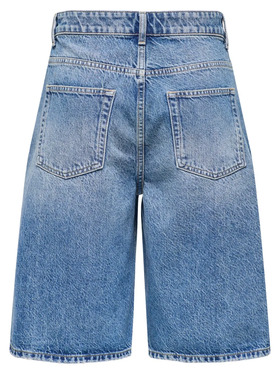 Hot ONLMATE Mellemhøj talje Baggy fit Denim-shorts Dame Shorts|Double Denim