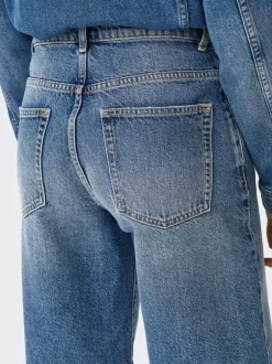Hot ONLMATE Mellemhøj talje Baggy fit Denim-shorts Dame Shorts|Double Denim