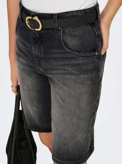 Clearance ONLMATE Mellemhøj talje Baggy fit Denim-shorts Dame Shorts|Double Denim