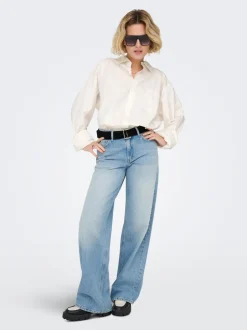 New ONLMAYA Mellemhøj talje Wide leg fit Jeans Dame Jeans|Jeans