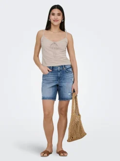 Hot ONLMILTON Mellemhøj talje Regular fit Denim-shorts Dame Shorts|Double Denim