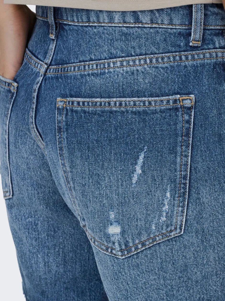 Hot ONLMILTON Mellemhøj talje Regular fit Denim-shorts Dame Shorts|Double Denim