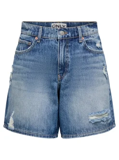 Hot ONLMILTON Mellemhøj talje Regular fit Denim-shorts Dame Shorts|Double Denim
