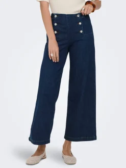 Hot ONLNEW Høj talje Bred pasform - beskåret Cropped Jeans Dame Jeans|Jeans