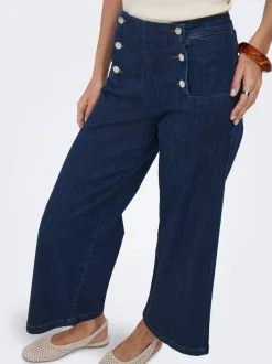 Hot ONLNEW Høj talje Bred pasform - beskåret Cropped Jeans Dame Jeans|Jeans