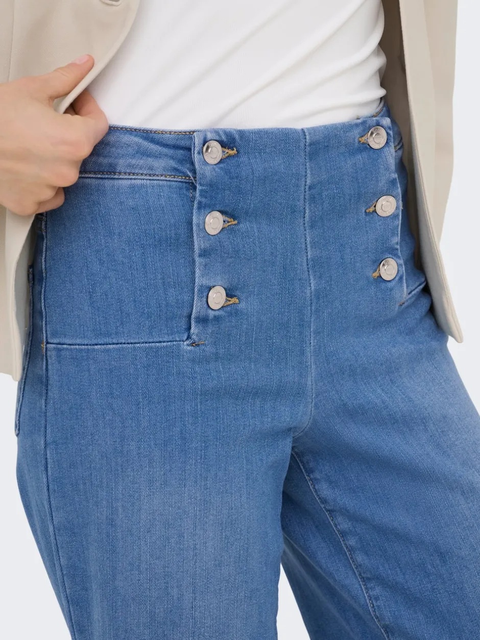 ONLNEW Høj talje Bred pasform - beskåret Cropped Jeans Dame Jeans|Jeans