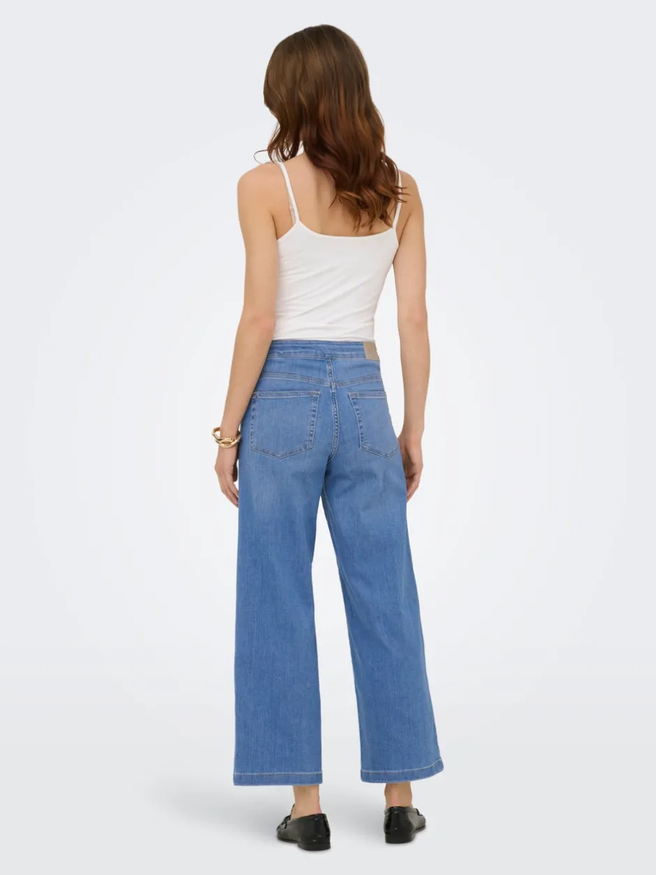 ONLNEW Høj talje Bred pasform - beskåret Cropped Jeans Dame Jeans|Jeans