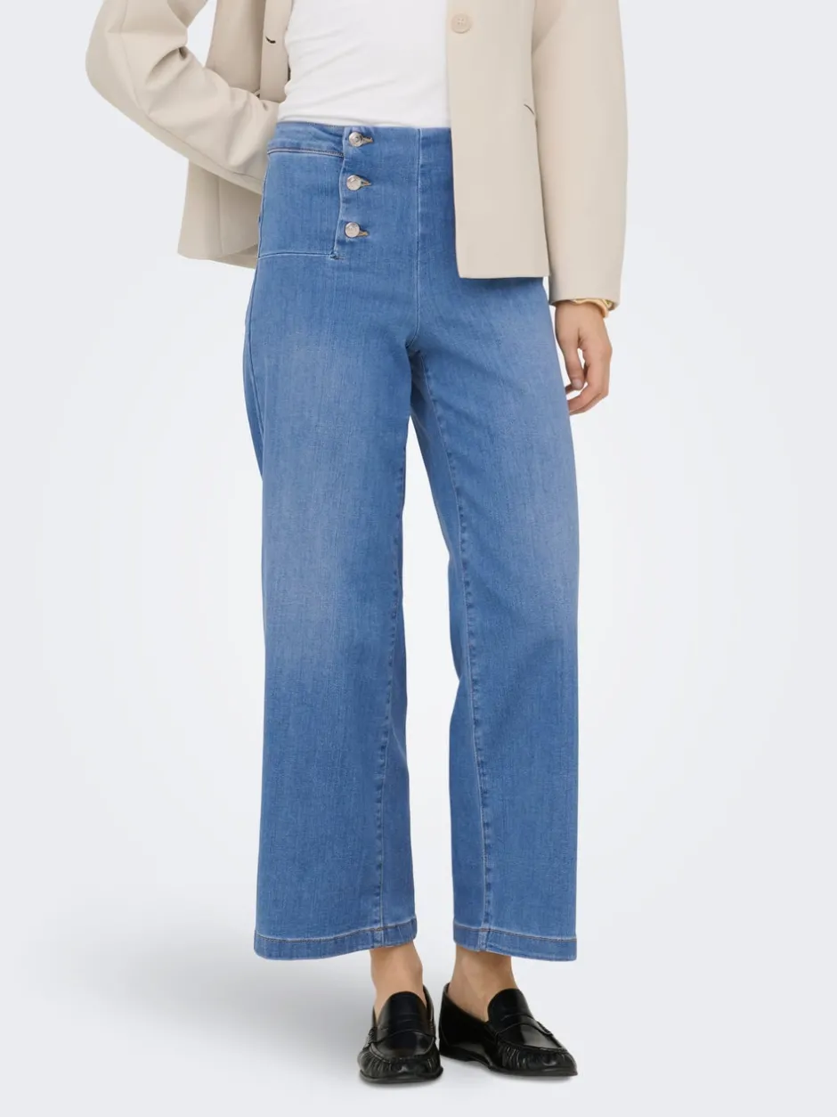 ONLNEW Høj talje Bred pasform - beskåret Cropped Jeans Dame Jeans|Jeans