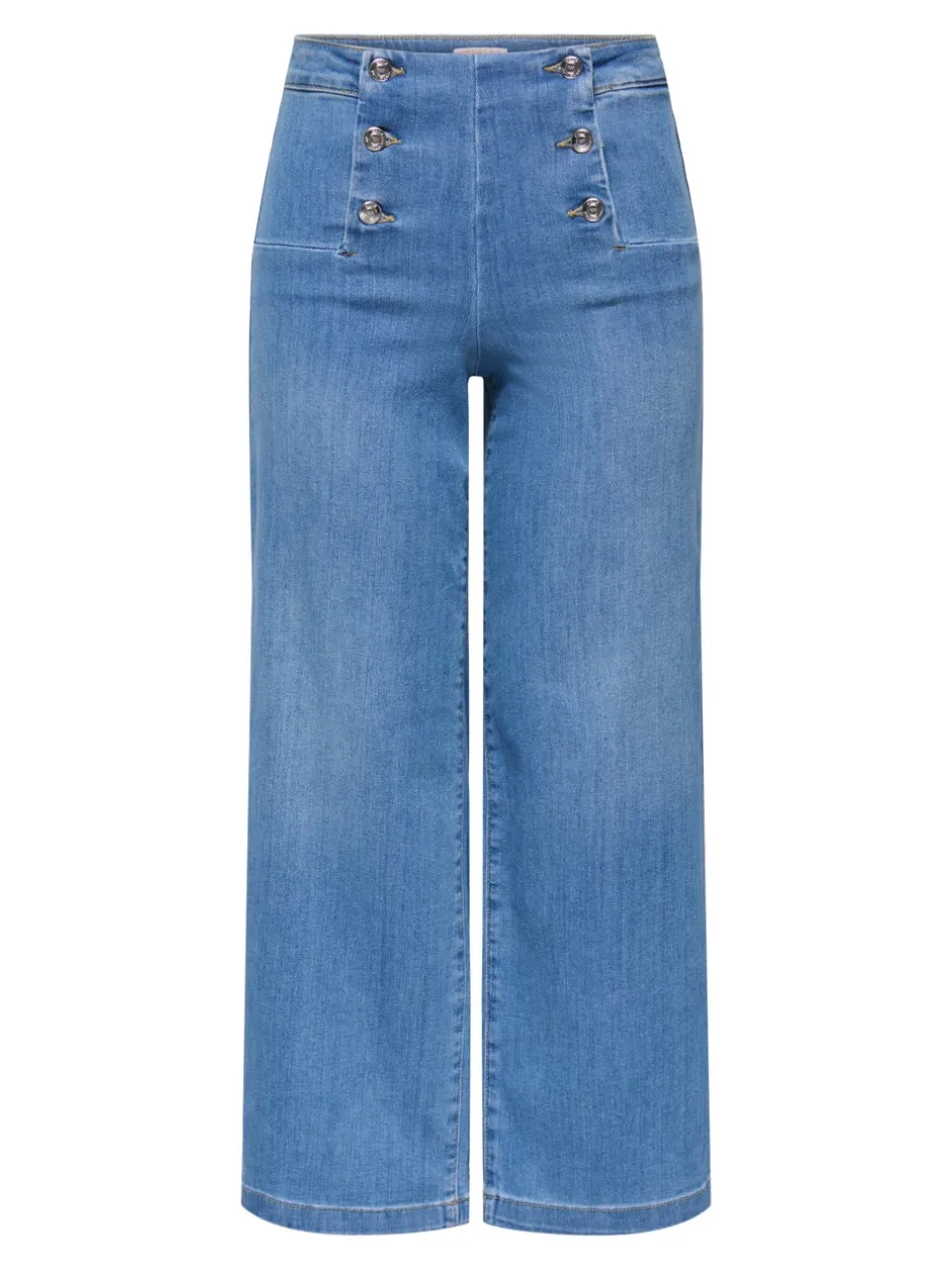 ONLNEW Høj talje Bred pasform - beskåret Cropped Jeans Dame Jeans|Jeans
