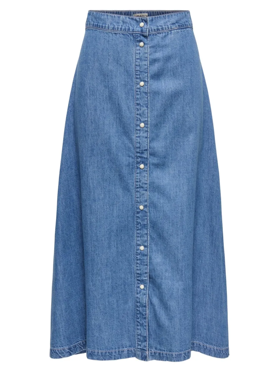 Hot ONLNOEMI Denim-nederdel Midinederdel Dame Nederdele|Denimnederdele