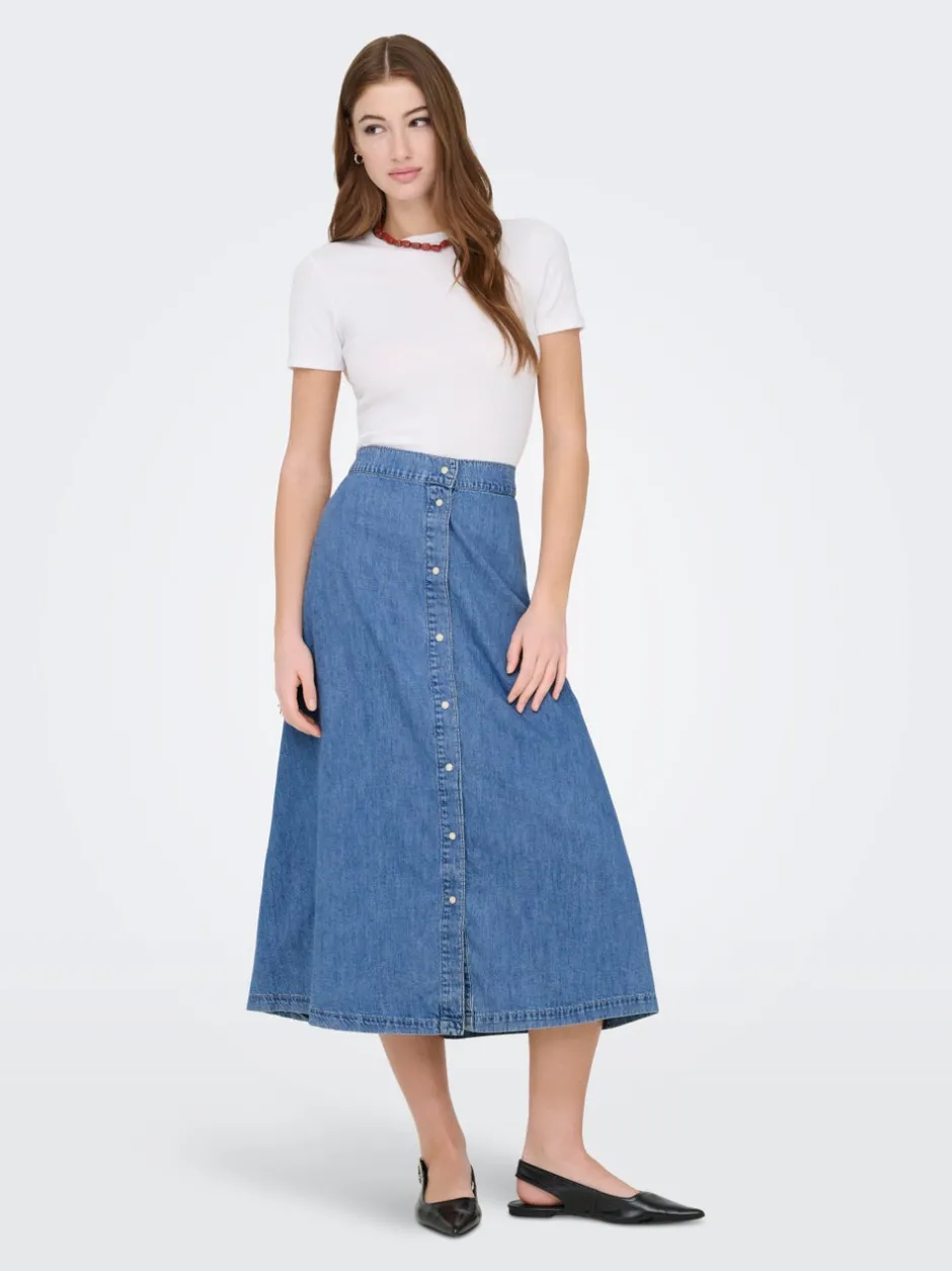 Hot ONLNOEMI Denim-nederdel Midinederdel Dame Nederdele|Denimnederdele