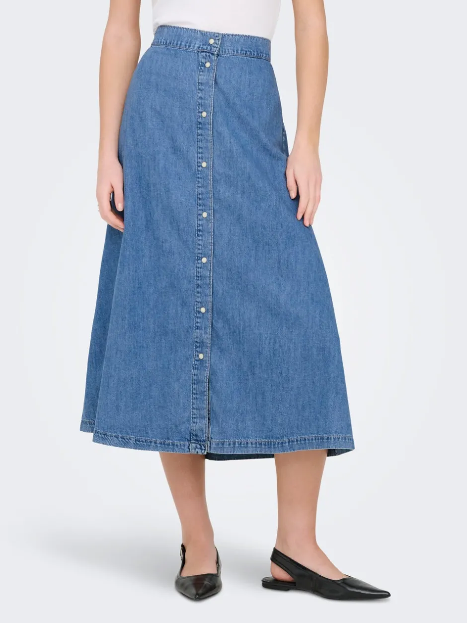 Hot ONLNOEMI Denim-nederdel Midinederdel Dame Nederdele|Denimnederdele