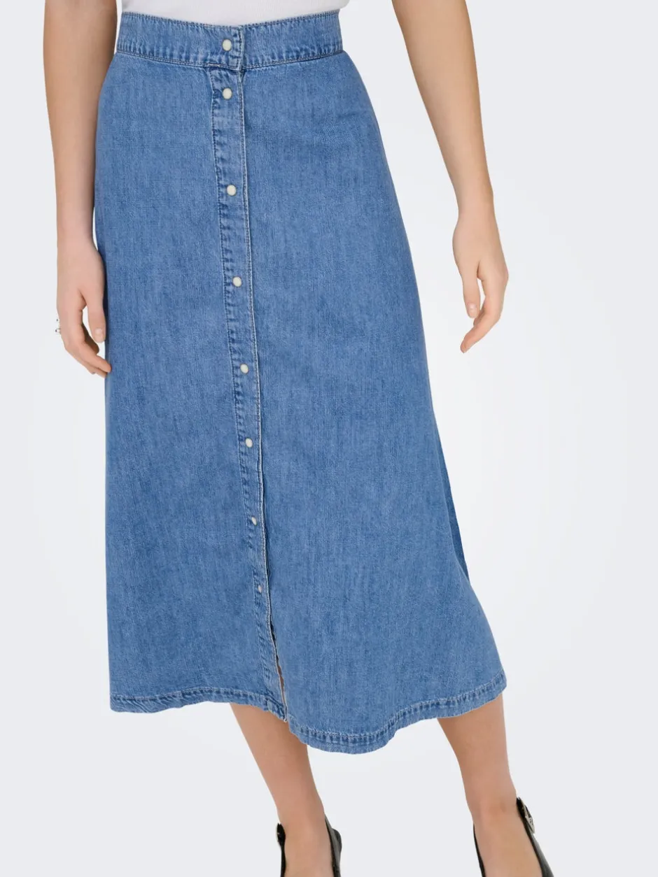 Hot ONLNOEMI Denim-nederdel Midinederdel Dame Nederdele|Denimnederdele