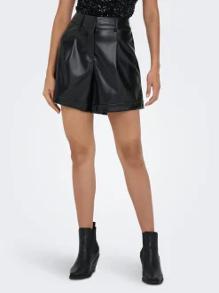 New ONLODA Mellemhøj talje Regular fit Imiterede lædershorts Dame Shorts