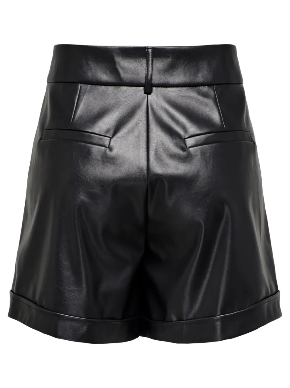 New ONLODA Mellemhøj talje Regular fit Imiterede lædershorts Dame Shorts