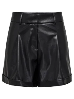 New ONLODA Mellemhøj talje Regular fit Imiterede lædershorts Dame Shorts