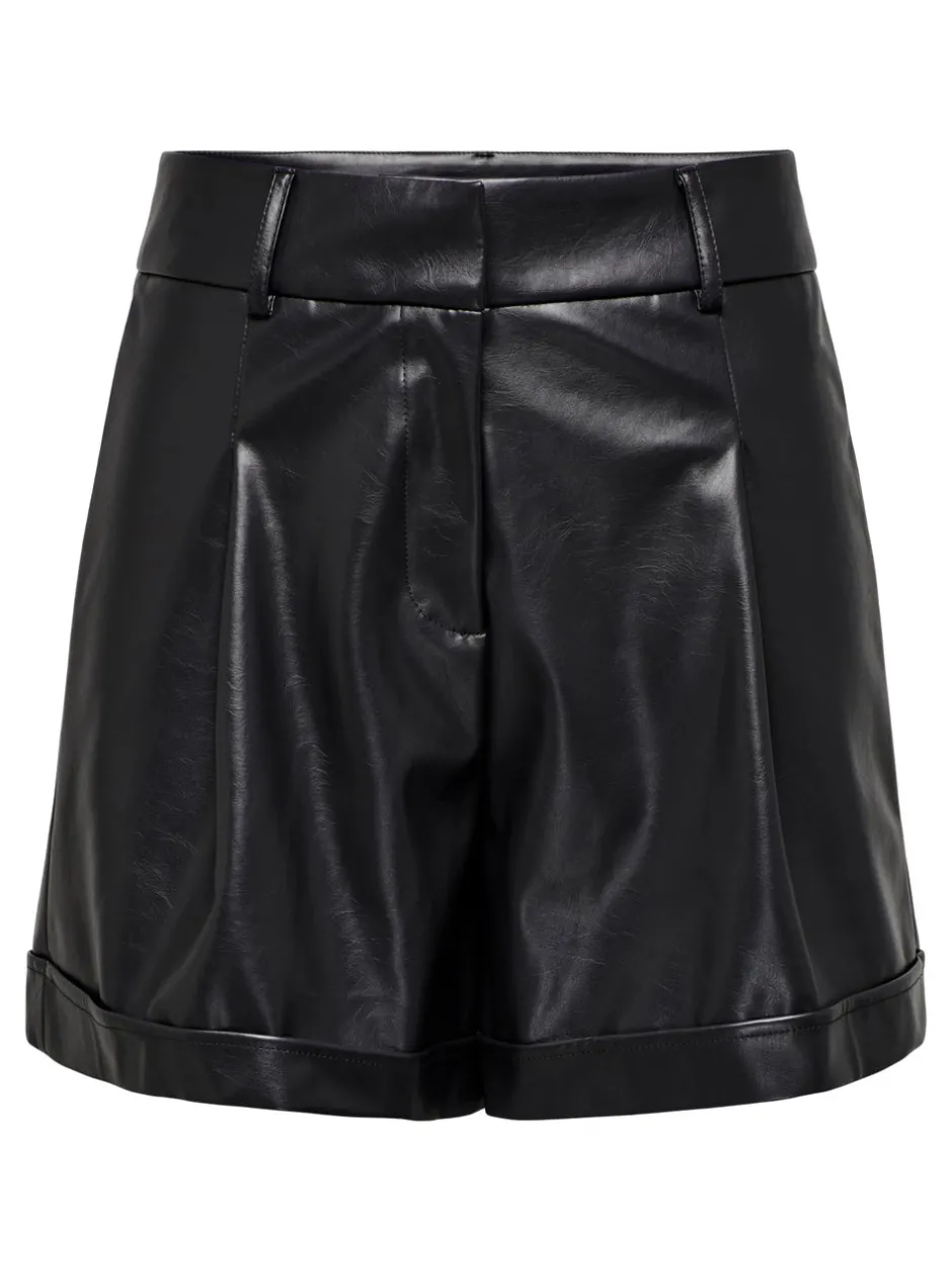 New ONLODA Mellemhøj talje Regular fit Imiterede lædershorts Dame Shorts