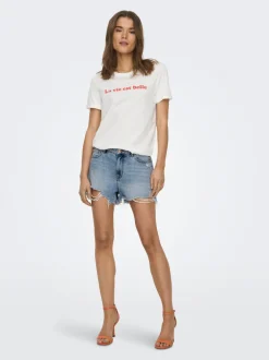 Clearance ONLPACY Høj talje Regular fit Denim-shorts Dame Shorts|Double Denim