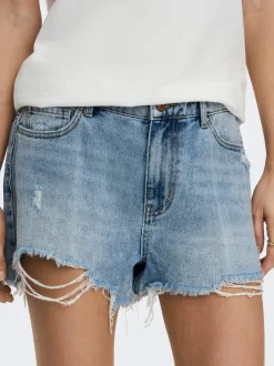 Clearance ONLPACY Høj talje Regular fit Denim-shorts Dame Shorts|Double Denim