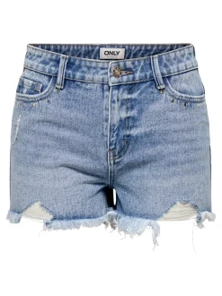 Best ONLPACY Høj talje Regular fit Denim-shorts Dame Shorts|Double Denim