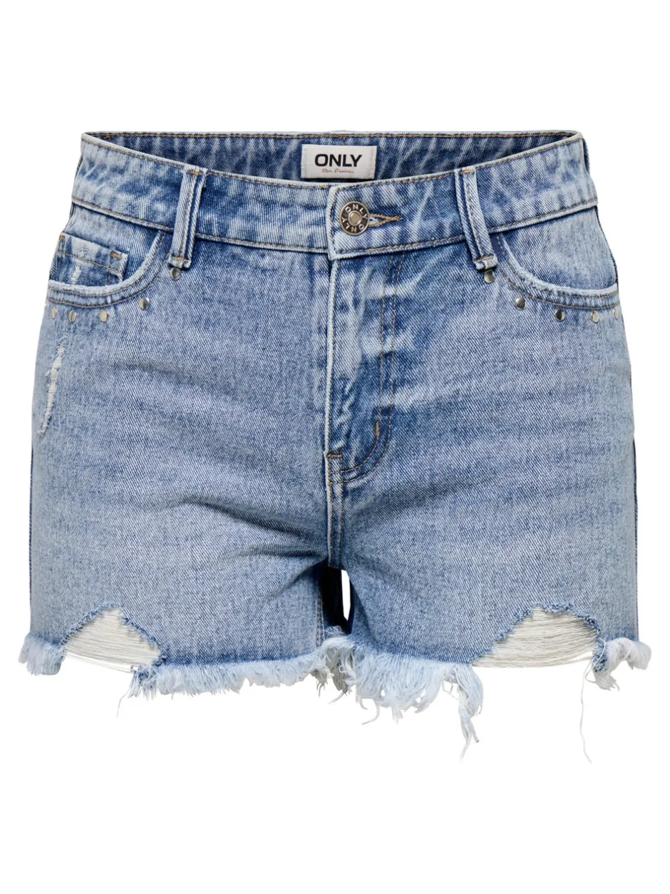 Best ONLPACY Høj talje Regular fit Denim-shorts Dame Shorts|Double Denim
