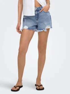 Best ONLPACY Høj talje Regular fit Denim-shorts Dame Shorts|Double Denim