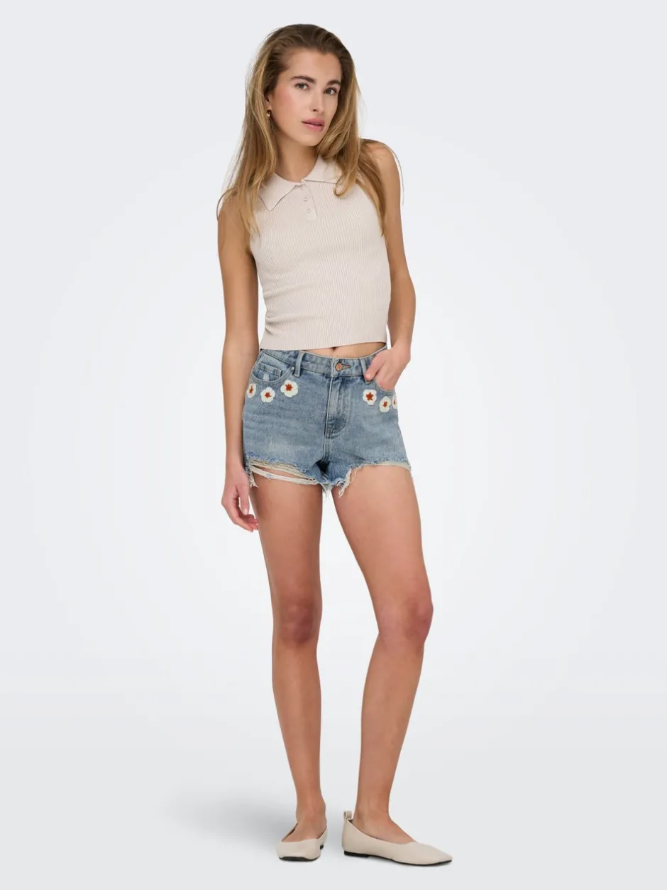 Outlet ONLPACY Høj talje Regular fit Denim-shorts Dame Shorts|Double Denim