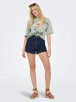 Best ONLPARIS Høj talje Regular fit Denim-shorts Dame Shorts|Double Denim