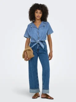 Sale ONLPAULA Denim-skjorte Dame Double Denim|Skjorter
