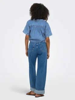 Sale ONLPAULA Denim-skjorte Dame Double Denim|Skjorter
